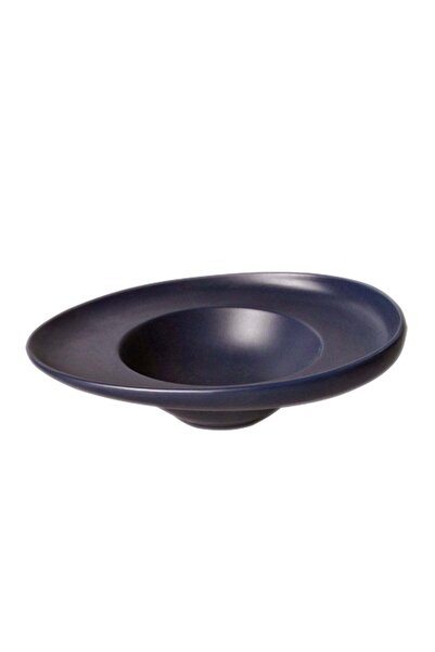 Generic Shallow 24 cm Porcelain Pasta Plate Matt Dark Blue | Premium Matte Fi...