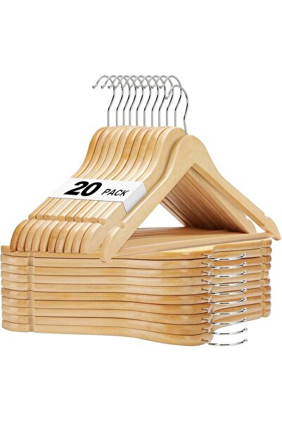 Generic HOUSE DAY Wooden Hangers 20 Pack - Solid Wood Hanger with Non-Slip Pa...