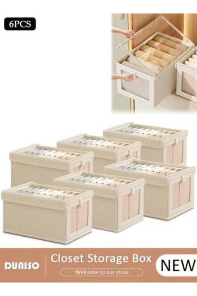 Generic 6 Pack Foldable Wardrobe Storage Boxes with Clear Lid & See-Through W...