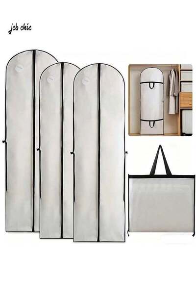 Generic Garment Bag Long 180 x 60 cm, Pack of 3 Foldable Garment Covers with ...