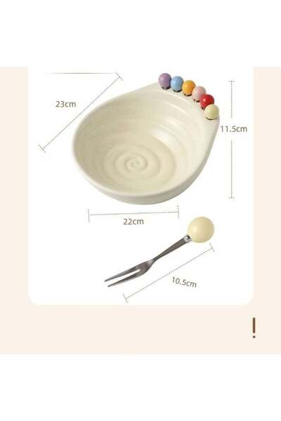 Generic French thread fruit bowl with fork salad bowl set suitable for living...