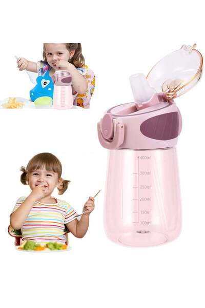 Generic Kids Water Bottle, Baby Toddler Sippy Cup with Scale,400ML/14oz BPA F...