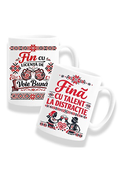 OEM Set de 2 căni pentru Naști cu mesaj: "Nașă talentată pentru a fi amuzantă...