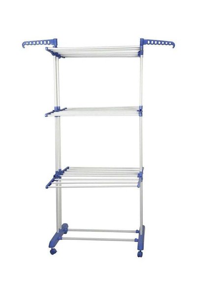 Generic Clothes Drying Hanger Multi Rack Silver/Blue Medium