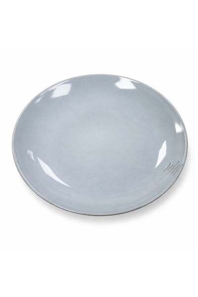 Generic Round Ceramic Dinner Plate – Light Grey Glossy Serving Plate for Past...