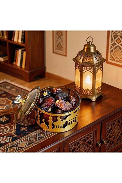 Generic Compact Household Containers, Golden Candy Jars with Glass Lids, Deco...