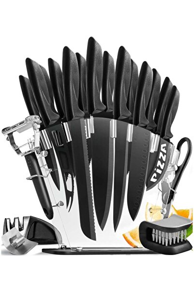 Generic 20 Piece Kitchen Knife Set with Sharpener - High Carbon Stainless Ste...