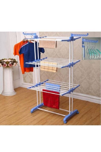 Generic Heavy Duty Movable/Mild Steel Double Pole Cloth Drying Stand & Laundr...