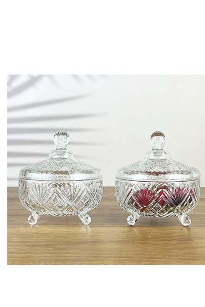 Generic 2 Packs Glass Candy Sweet Jar With Lid Glass Storage Container Jar fo...