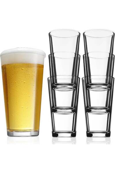 Generic Beer Pint Glasses Set of 6, Highball Glasses 17 oz Tall Drinking Glas...