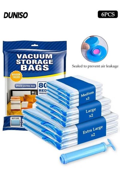 Generic 6-Pack Vacuum Storage Bags with Manual Pump, Compression Bags for for...
