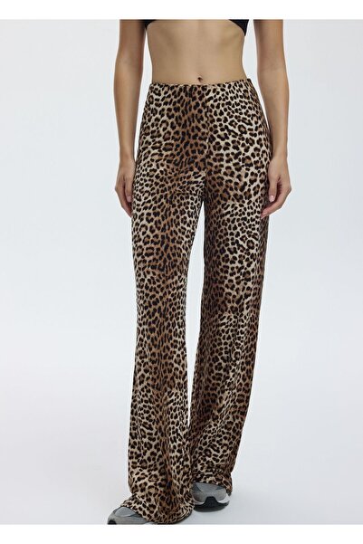 y.orstruly STUDIO PANTS / LEOPARD - KADIN YÜKSEK BEL MODEL KUMAŞ DÖKÜMLÜ PANT...