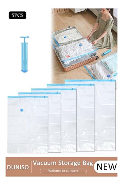Generic 5 PCS Vacuum Storage Bag with Handle Pump, Reusable Travel Vacuum Sea...