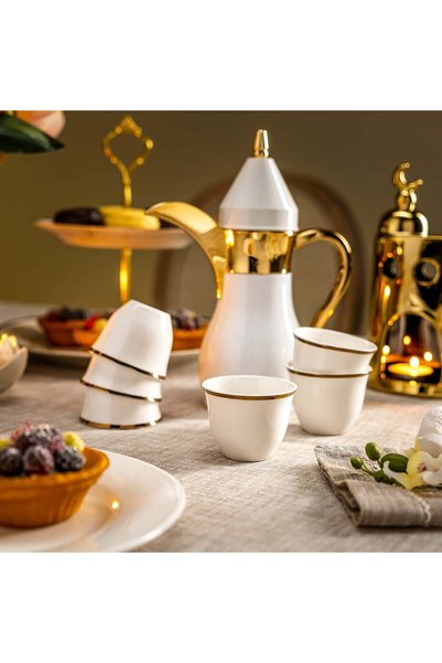 Generic La Mesa white and gold porcelain coffee cups set 12 pcs White