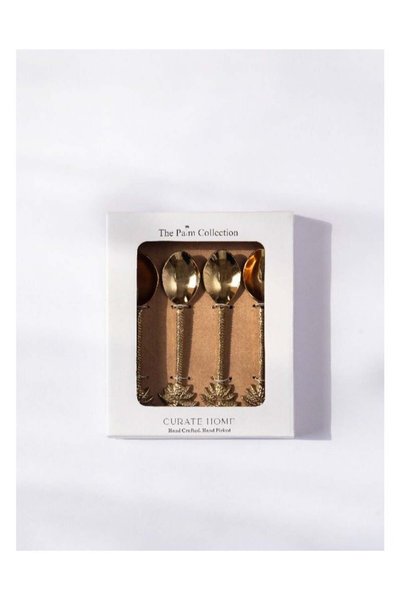 Generic Set of 4 Dessert Spoons- Palm Design
