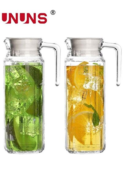 Generic 2PCS Water Pitcher,Glass Pitcher with Lid 34Oz Juice Container Glass ...