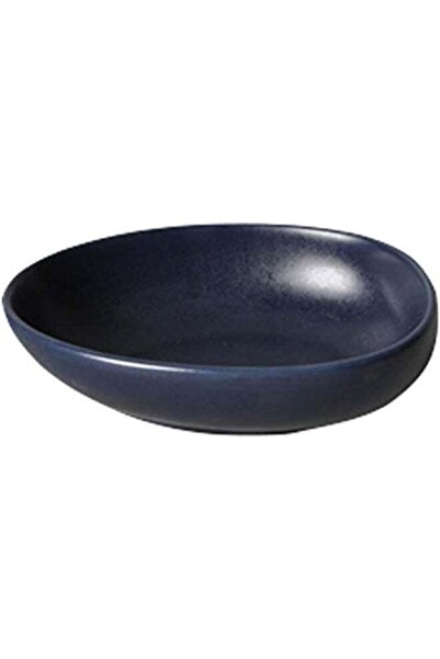 Generic Shallow Porcelain Soup Plate, 21 cm, Matte Dark Blue – Elegant Wide R...