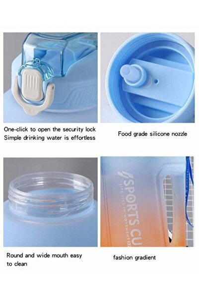 Generic 2.3L Water Bottles With Time Marker,Portable Reusable Gradient Water ...