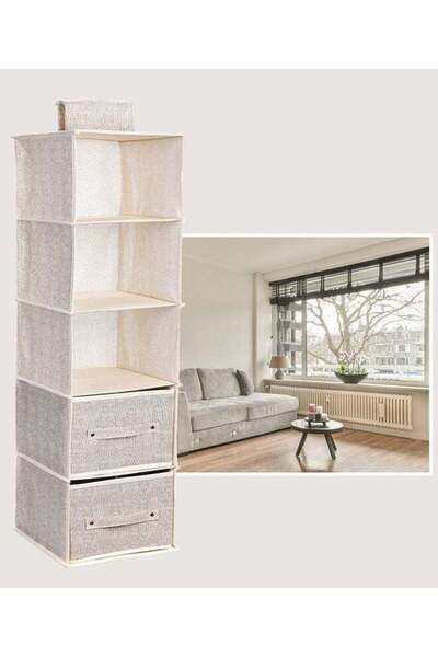 Generic 5-Tier Wardrobe Hanging Storage Organizer with Drawers, Dressing Room...