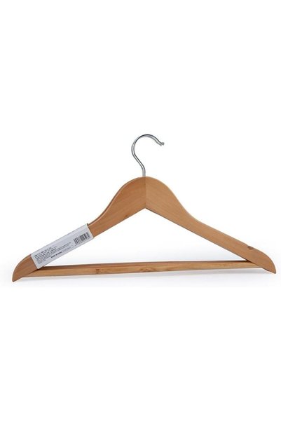 Generic Wooden Hanger with Rod | Light Brown | 3 Pieces | 39cm Durable Clothe...