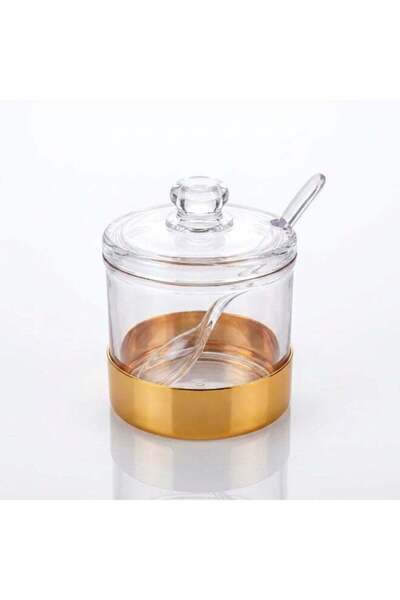 Generic SOBHYS Luxury Acrylic Sugar & Condiment Jar with Gold Base, Lid and S...