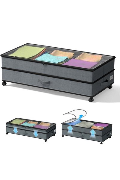 Generic 2-Tier Under Bed Storage with Wheels, Large Capacity Under bed Storag...