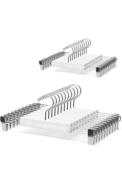 Generic Nature Smile 20-Pack White Wooden Skirt Hangers Space-Saving Bottom H...