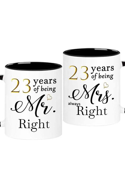 Generic 23 Year Anniversary Coffee Mugs Set of 2, 23 Years of Being Mr Right/...