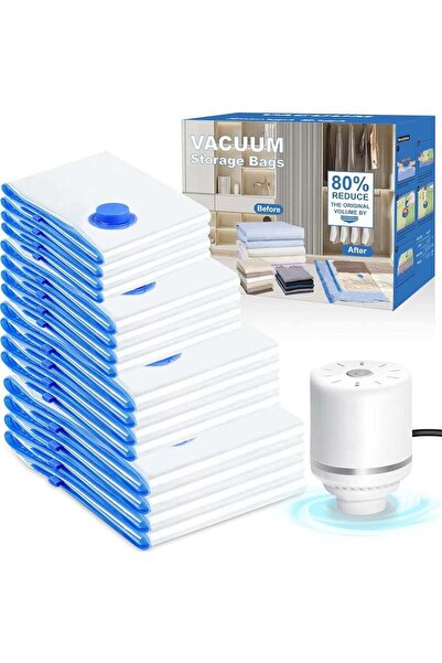 Generic MOMENT 16 Pack Vacuum Storage Bags with Electric Pump, (4 Jumbo, 4 La...
