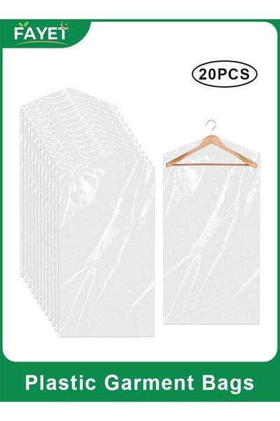 Generic 20 Pack Clear Garment Bags for Hanging Clothes, Plastic Dry Cleaner C...