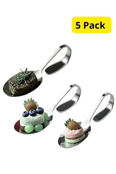 Generic 5-Piece Stainless Steel Upright Spoon Shaped Dessert Plate Set – Eleg...