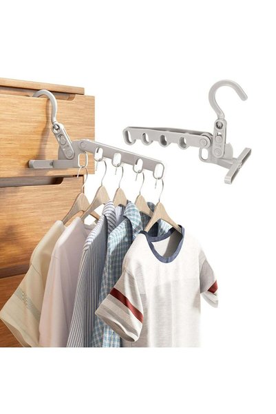 Generic 2 Pcs Grey Portable Folding Clothes Drying Rack with 5 Holes for Trav...