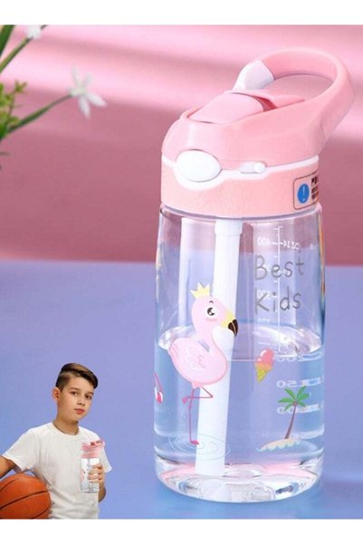 Generic Kids Water Bottle with Straw Lid Reusable Durable Plastic Spout Cover...