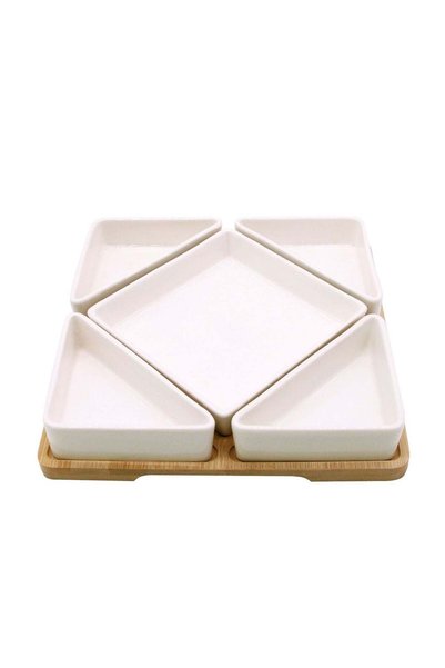 Generic Cuisine Art Bamboo Serving Set with 5 Bowls