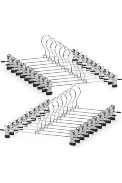 Generic Red Dot Gift 20-Pack White Metal Pants Hangers 28.5cm Space-Saving Sk...
