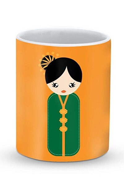 Generic Premium Japanese Doll Designer Mug Yellow/Green/Black