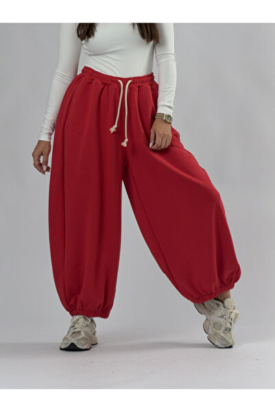 COCOPELLI Red Oversize Women's Baggy Pants Coc3428