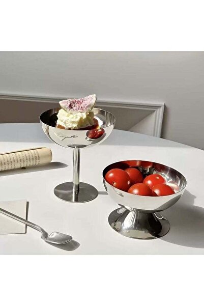 Generic 2-Piece 304 Stainless Steel Dessert Cup Set - 200ML Footed Cup + 180M...