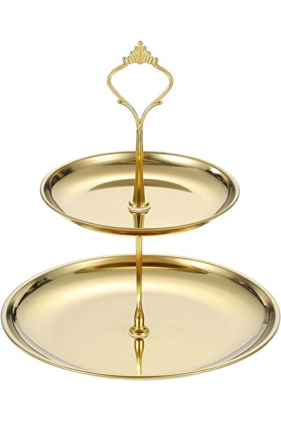 Generic 1 Set 2-Tier Cupcake Stand Holder, Round Tiered Serving Tray Stainles...