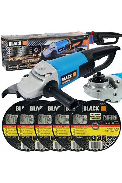 BLACK Set polizor unghiular electric 230mm OBR CĂȚĂRĂNĂI + 5 X DISC
