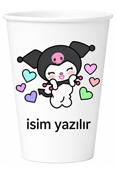 Kişiye Özel İsimli Doğum Günü ve Parti 7 Oz Karton Bardak – Kuromi Doğum Günü ve Parti Bardağı – 50 Adet
