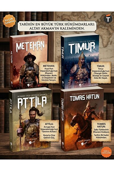 Lopus Yayınları Tarihin En Büyük Türk Hükümdarları 4'lü Kitap Seti - Metehan,...