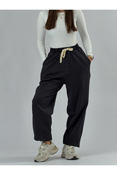 COCOPELLI Pantaloni jogger negri pentru femei, cu ajustare la picior, COC3487