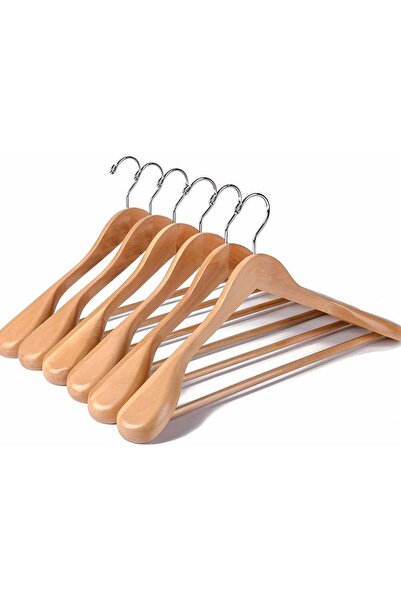 Generic Heavy Duty Deluxe Curved Solid Wide Shoulder Wood Coat Hanger, Suit H...