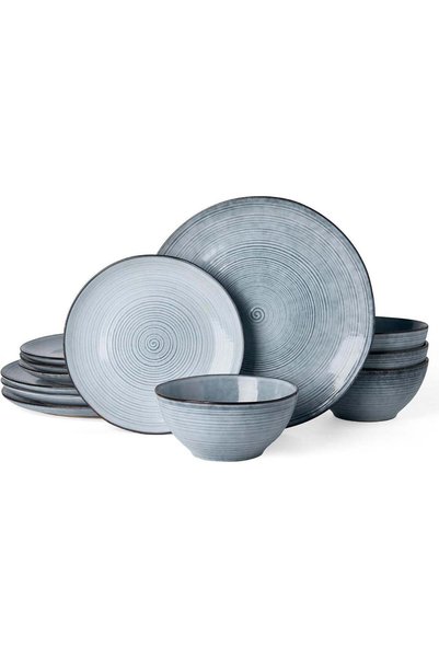 Generic Famiware Premium Tempus Stoneware Dinnerware Set for 4, Reactive Glaz...