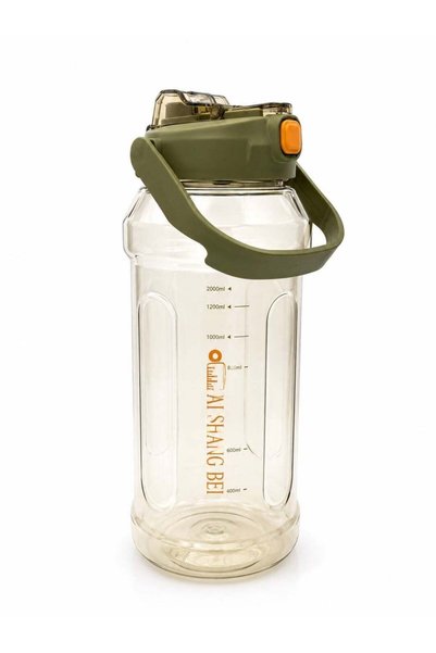 Generic Large Capacity 2000ml Water Bottle with Drinking Straw, Flip-Top Lid,...