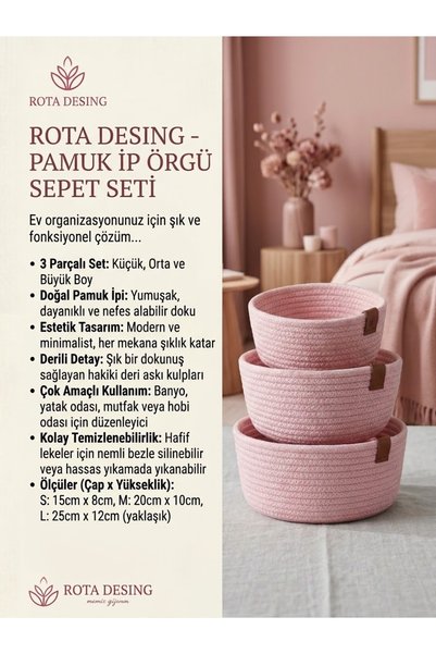 3'LÜ SEPET - ŞIK ORGANİZER ÇOK AMAÇLI MODRN SEPET.