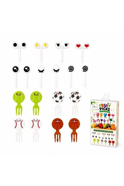 Generic Beni Cartoon Eyes and Football fruit picks 18 pcs food pick,s mini fo...