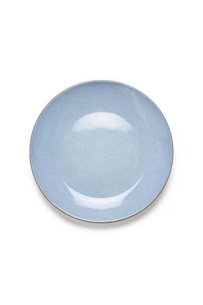 Generic Blue Ceramic Dinner Plate – Round Glossy Speckled Serving Plate for P...