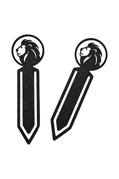 OEM Set de 2 semne de carte cu lei, din plastic, negre
